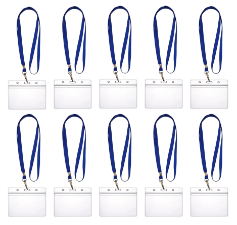 10 x Lanyard Umhängeband mit 10x Ausweishülle ZIP Kartenhalter horizontal & vertikal wasserdicht Ausweise Karten Schutzhülle 0,80mm flexibel